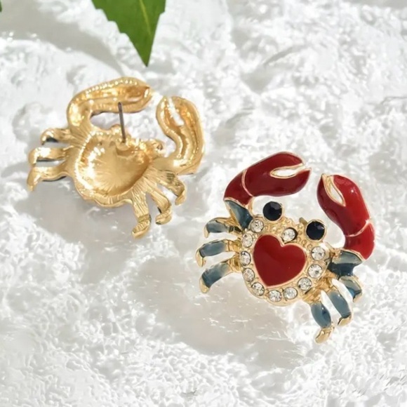 ✨Betsey Johnson Roseau Rhinestone Love Crab Earrings - Picture 2 of 4